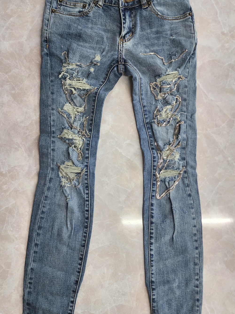 Saint Laurent AW2013 by Hedi Slimane 'Chain Distressed' D02 Skinny Jeans